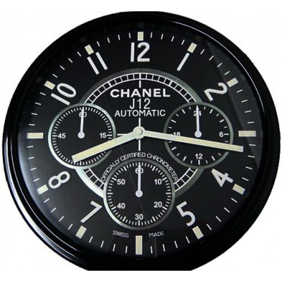 Chanel J12 Automatik-Wanduhr, schwarzes Zifferblatt Chronograph