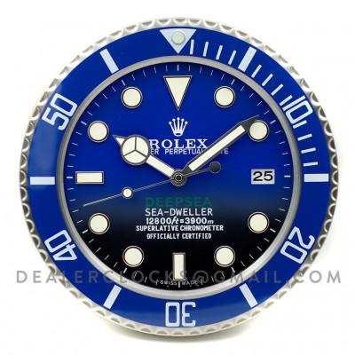 Rolex Sea-Dweller Deepsea Quarzwerk 34cm blau Wanduhr