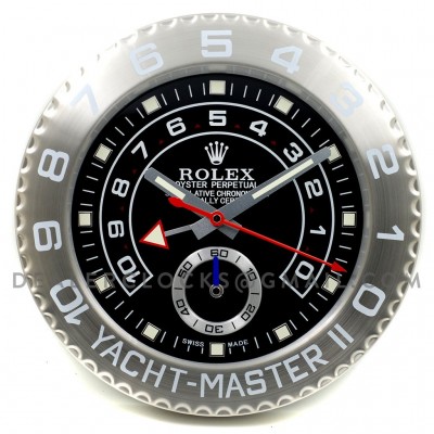 Rolex Yacht-Master II Wanduhr 35CM Platin schwarzes Zifferblatt   
