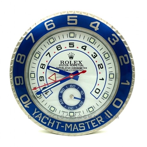 Rolex Yacht-Master II 116680 Wanduhr Blaue Lünette weißes Zifferblatt